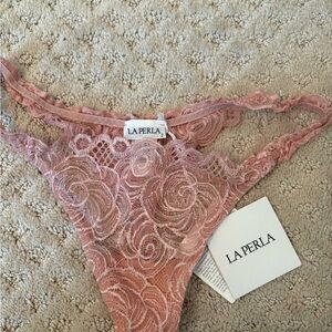 La Perla Pink Lace Panties with Sheer Floral Design